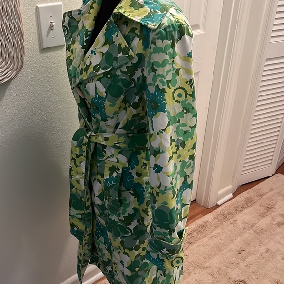 Nine West floral button down fitted trench coat - Picture 3 of 8